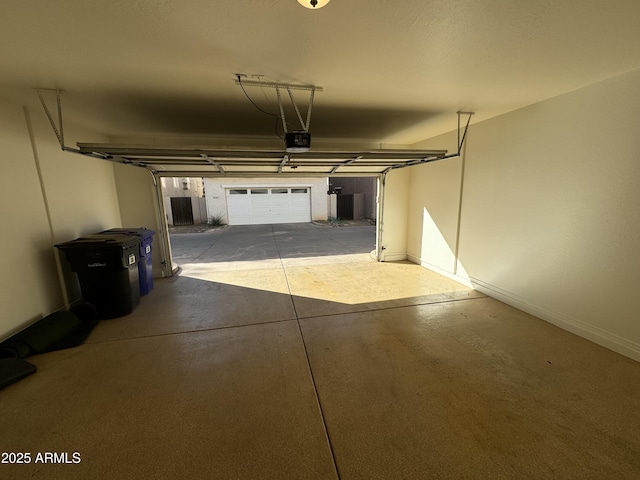 garage with a garage door opener