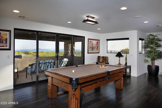 10205 E Happy Valley Rd, Scottsdale, AZ 85255 - rec room featuring billiards table, dark wood finished floors, and recessed lighting