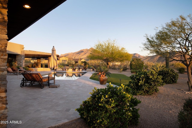 10205 E Happy Valley Rd, Scottsdale, AZ 85255 - view of patio with a mountain view and an outdoor pool