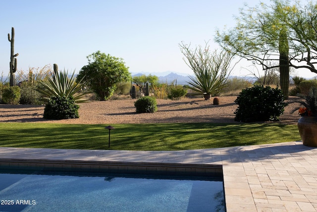 10205 E Happy Valley Rd, Scottsdale, AZ 85255 - outdoor pool featuring a lawn and a mountain view
