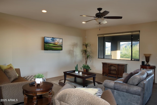10205 E Happy Valley Rd, Scottsdale, AZ 85255 - living area with a ceiling fan and recessed lighting