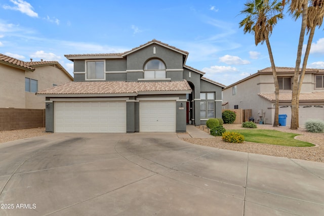 1405 S Honeysuckle Cir, Gilbert, AZ 85296 - view of front of house with a garage, stucco siding, and concrete driveway