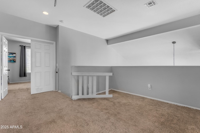 1405 S Honeysuckle Cir, Gilbert, AZ 85296 - carpeted spare room featuring baseboards, lofted ceiling, and recessed lighting