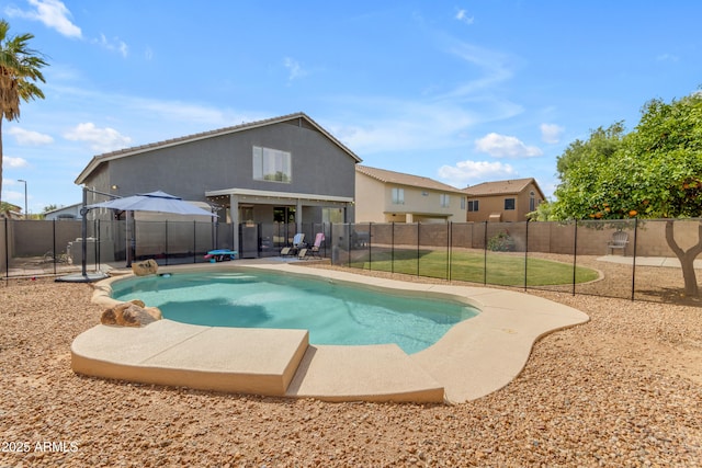 1405 S Honeysuckle Cir, Gilbert, AZ 85296 - view of swimming pool featuring a fenced backyard and a patio