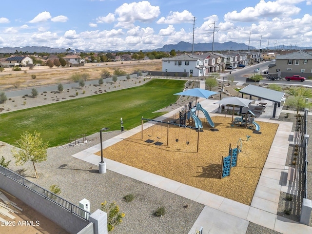 exterior space featuring a mountain view and a residential view