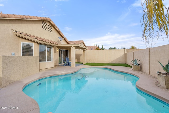 view of swimming pool with a patio