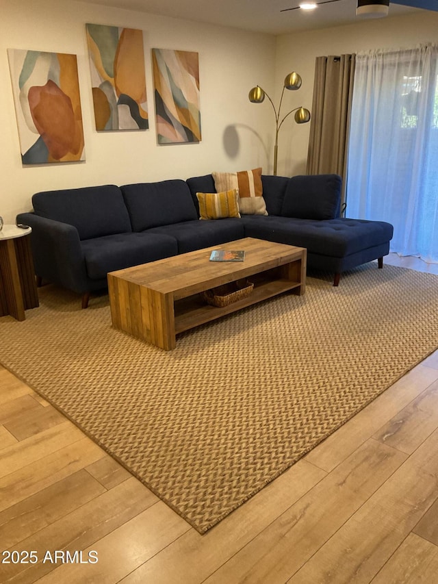 living room featuring light hardwood / wood-style flooring