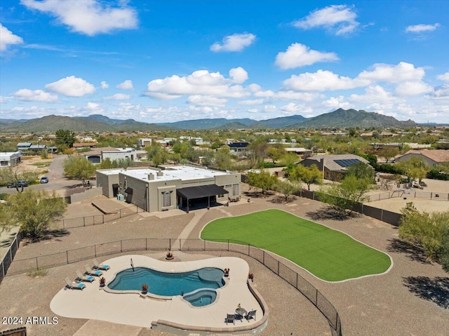 view of pool featuring a mountain view