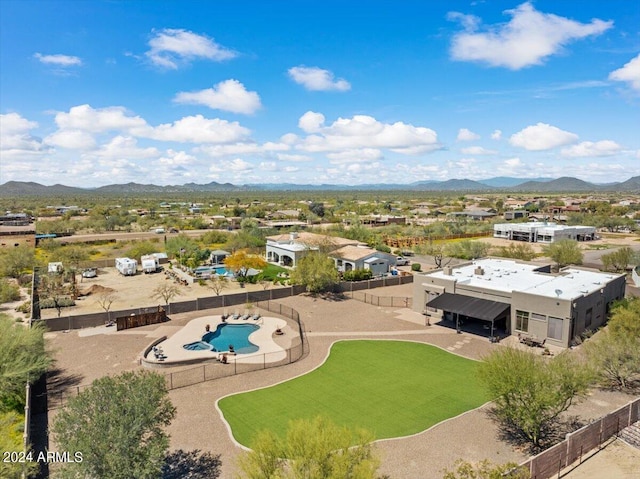 bird's eye view featuring a mountain view