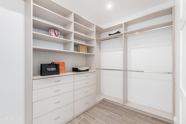 spacious closet with light wood finished floors