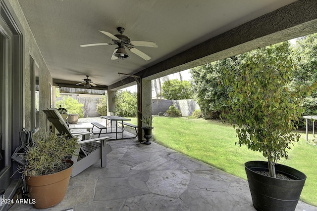 view of patio with ceiling fan