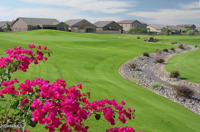 view of property's community with a yard