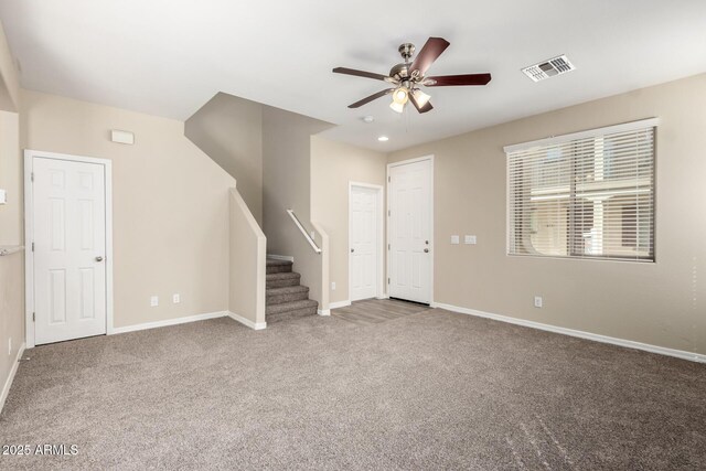 917 E Agua Fria Ln, Avondale, AZ 85323 - foyer with a ceiling fan, carpet floors, baseboards, stairway, and recessed lighting