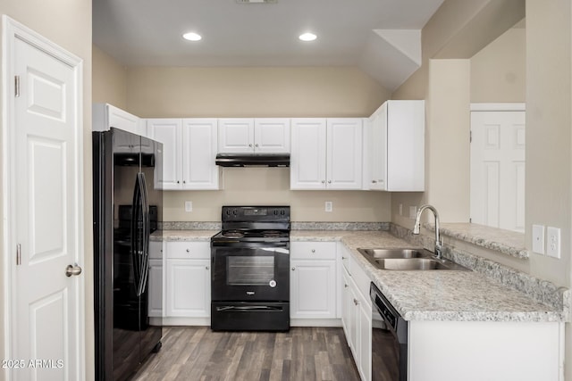 917 E Agua Fria Ln, Avondale, AZ 85323 - kitchen with black appliances, a sink, under cabinet range hood, light countertops, and recessed lighting
