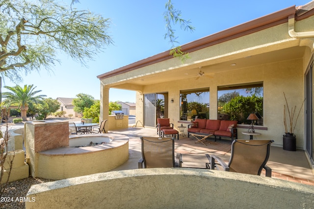 view of patio / terrace with an outdoor hangout area and ceiling fan