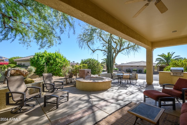 view of patio / terrace featuring ceiling fan and area for grilling