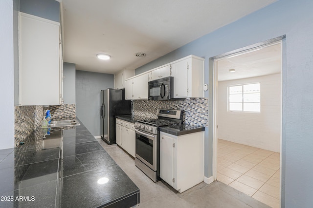 512 N Ironwood, Mesa, AZ 85201 - kitchen featuring black appliances, white cabinetry, tasteful backsplash, tile countertops, and a sink