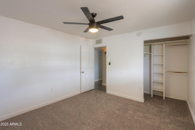 512 N Ironwood, Mesa, AZ 85201 - unfurnished bedroom with carpet floors, a closet, baseboards, and a ceiling fan