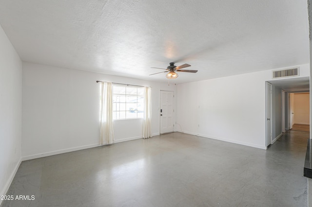 512 N Ironwood, Mesa, AZ 85201 - unfurnished room with a ceiling fan, baseboards, a textured ceiling, and finished concrete flooring