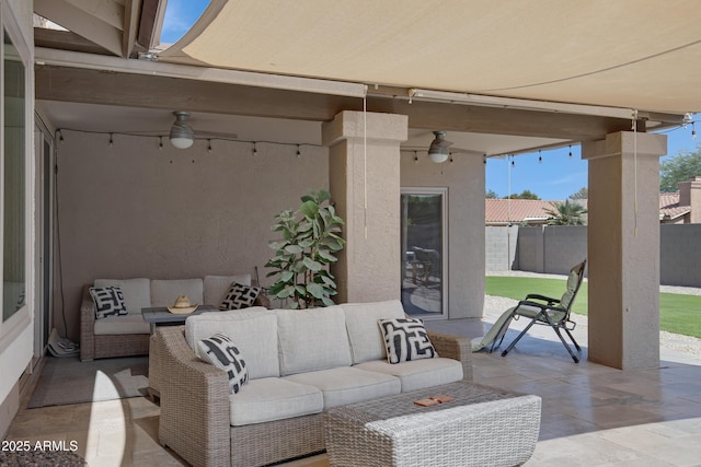 1231 E Sunburst Ln, Tempe, AZ 85284 - view of patio featuring outdoor lounge area and ceiling fan
