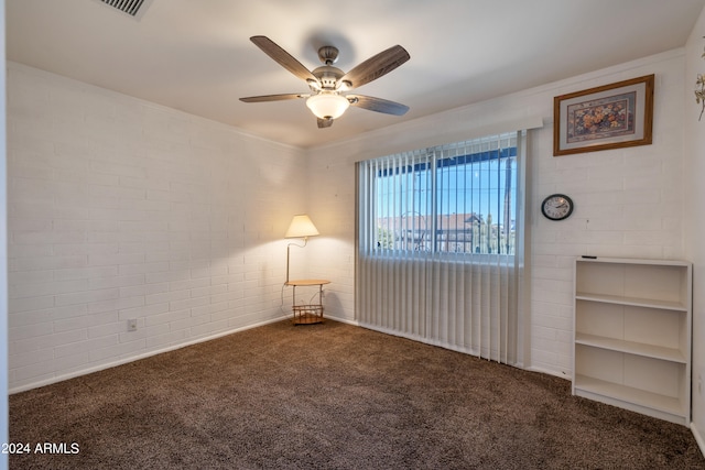 carpeted empty room with ceiling fan