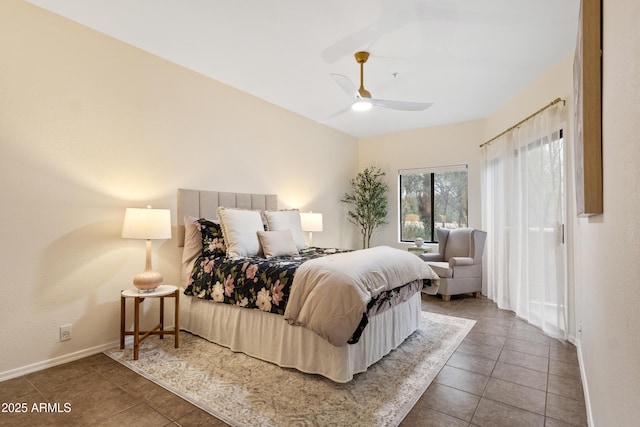 10401 N Saguaro Blvd Unit 224, Fountain Hills, AZ 85268 - tiled bedroom featuring baseboards and ceiling fan