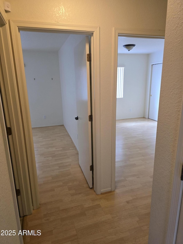 hallway with light wood-style floors