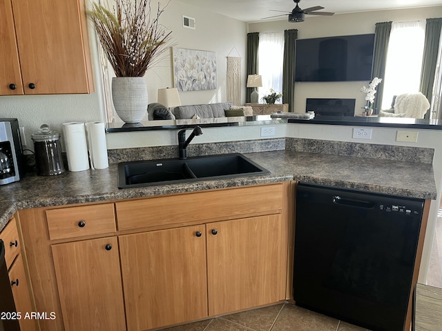 14250 W Wigwam Blvd Unit 812, Litchfield Park, AZ 85340 - kitchen featuring open floor plan, dark countertops, visible vents, dishwasher, and a sink
