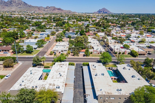aerial view with a mountain view