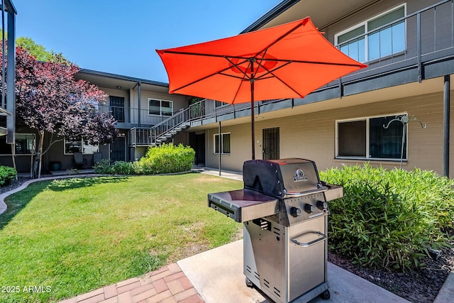 exterior space with a lawn