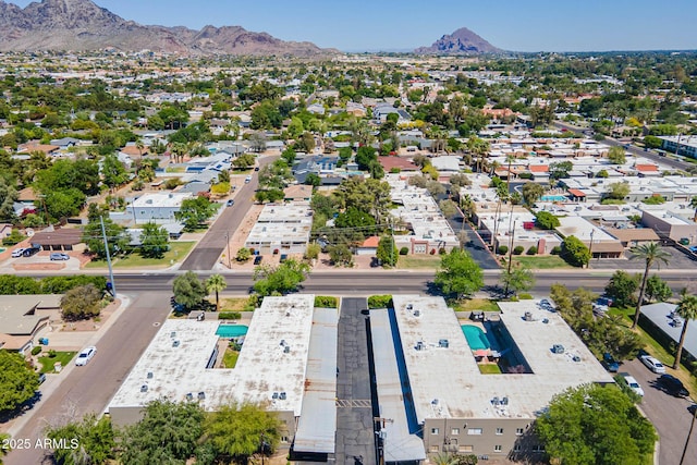 drone / aerial view with a mountain view