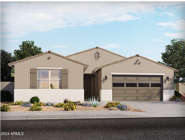 view of front of property with a garage