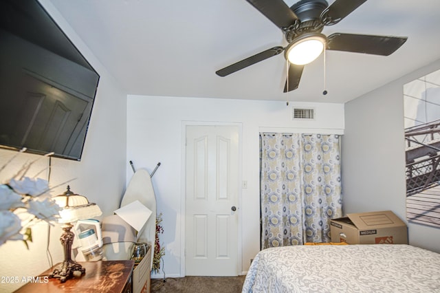 4112 E Maldonado Dr, Phoenix, AZ 85042 - bedroom featuring visible vents, a ceiling fan, and carpet floors
