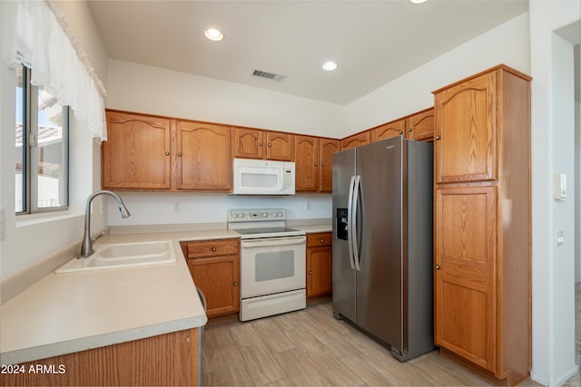 kitchen with white appliances and sink