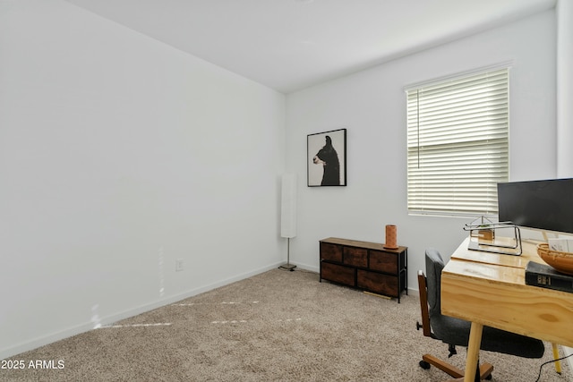 view of carpeted home office