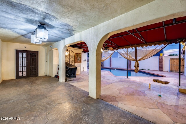 interior space featuring grilling area and french doors