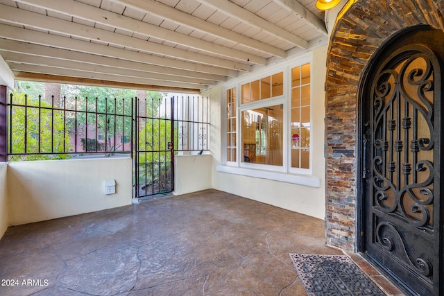 interior space with beam ceiling