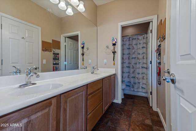 bathroom with vanity and a shower with curtain