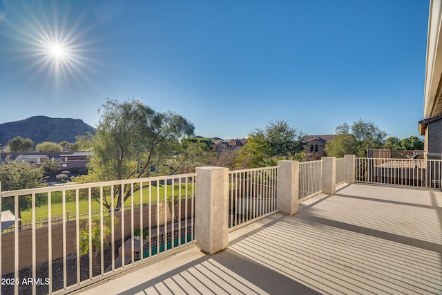 deck featuring a mountain view