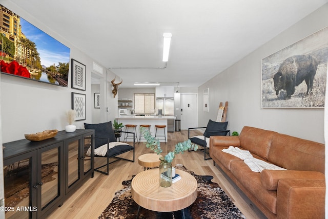 living room featuring light wood-type flooring