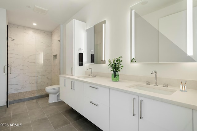 19355 N 73rd Way Unit A4004, Scottsdale, AZ 85255 - full bathroom featuring a sink, a marble finish shower, toilet, and double vanity