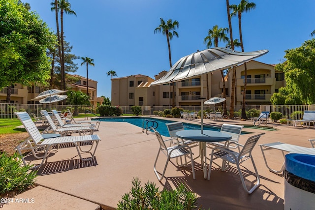 view of pool featuring a patio area