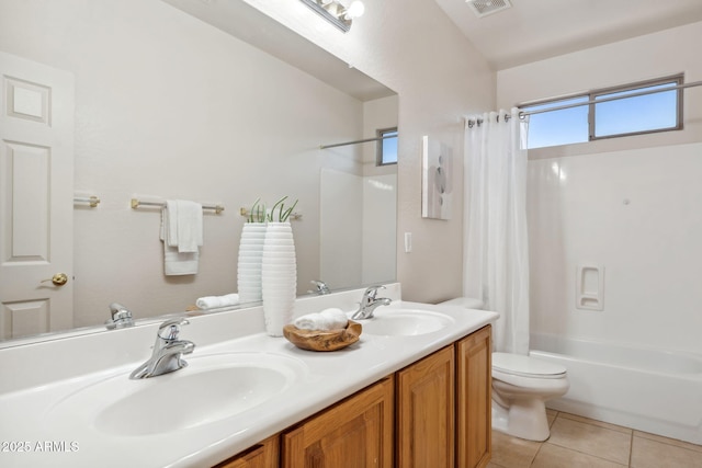 35402 N 32nd Dr, Phoenix, AZ 85086 - bathroom with double vanity, shower / bath combo, and tile patterned floors