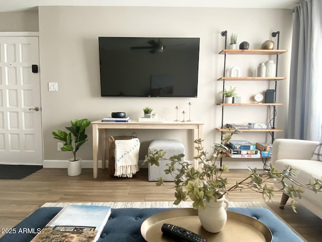 2100 N Normal Ave, Tempe, AZ 85288 - living area with wood finished floors and ceiling fan
