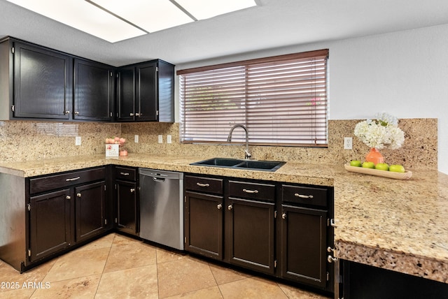 20809 N 1st Ave, Phoenix, AZ 85027 - kitchen featuring dishwasher, a sink, tasteful backsplash, light tile patterned floors, and tile countertops
