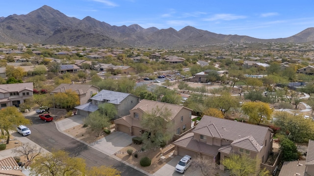 bird's eye view with a residential view and a mountain view