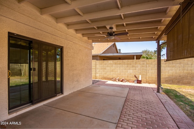 view of patio / terrace featuring ceiling fan