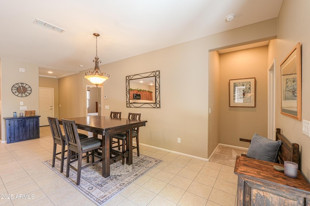 4975 W Gulch Dr, Eloy, AZ 85131 - dining area featuring light tile patterned flooring, baseboards, visible vents, and recessed lighting