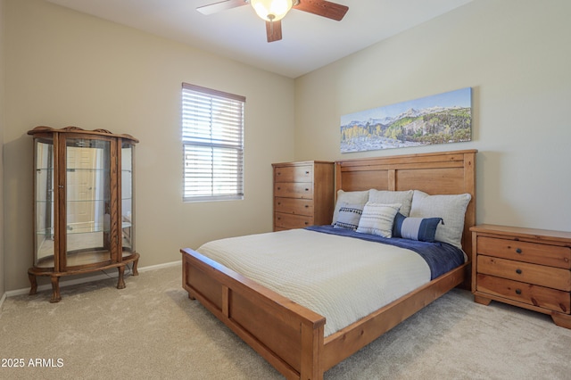 4975 W Gulch Dr, Eloy, AZ 85131 - bedroom featuring baseboards, ceiling fan, and light carpet