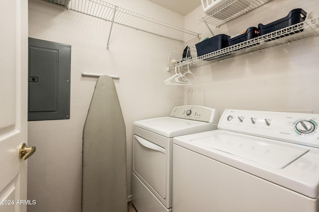 14950 W Mountain View Blvd Unit 1305, Surprise, AZ 85374 - clothes washing area featuring electric panel and washer and dryer
